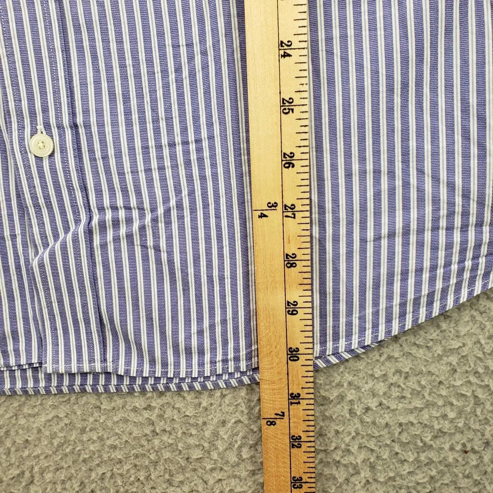 Banana Republic Shirt Mens XL 17-17‎ 1/2 Purple Striped Button Up Long Sleeve